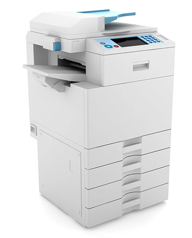 Printer over white background
